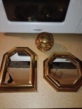 Vintage Set Of Burwood Mirrors With Brass Votive Holder